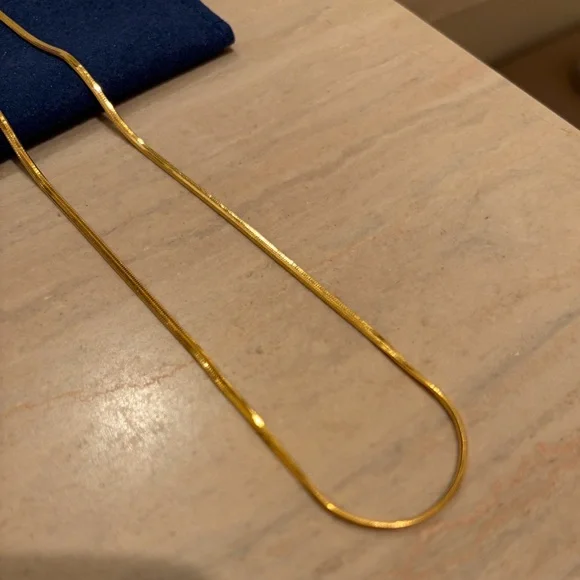 Herringbone Chain Gold Necklace - Picture 2 of 8